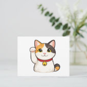 Quiet Icons – Lucky Cat Postkarte (Stehend Vorderseite)