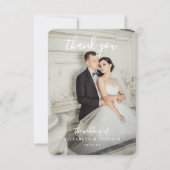 Quiet Luxury Champagne Pearl Bow Wedding Photo  Dankeskarte (Vorderseite)