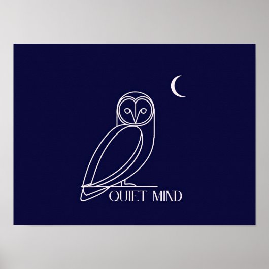Quiet Mind Owl – Minimalist Night Wisdom Design Poster (Vorne)