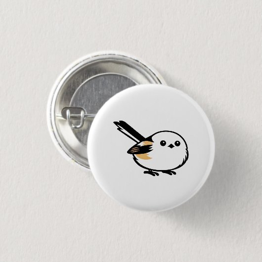Quiet Minimal Long-Tailed Tit Illustration Button (Vorne & Hinten)