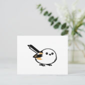 Quiet Minimal Long-Tailed Tit Illustration Postkarte (Stehend Vorderseite)