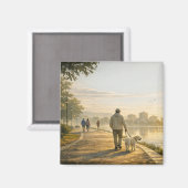 Quiet Morning Walk – 2" Square Art Magnet (Vorderseite/Rückseite)