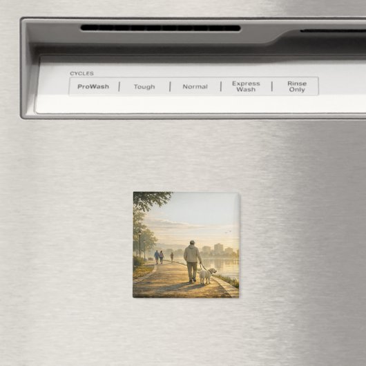Quiet Morning Walk – 2" Square Art Magnet (In Situ (Geschirrspüler))