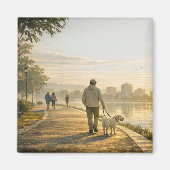 Quiet Morning Walk – 2" Square Art Magnet (Vorne)