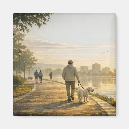 Quiet Morning Walk – 2" Square Art Magnet (Vorne)