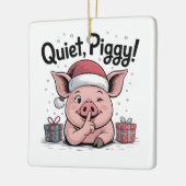 Quiet Piggy Christmas Santa hat Democratic Keramikornament (Links)