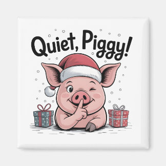 Quiet Piggy Christmas Santa hat Democratic  Magnet
