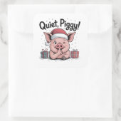 Quiet Piggy Christmas Santa hat Democratic Quadratischer Aufkleber (Tasche)