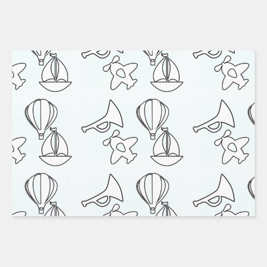 Quiet Plane Bugle Boat Kids Geschenkpapier Set (Vorderseite)