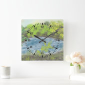 Quiet Pond Acrylic Wall Clock Quadratische Wanduhr (Zuhause)