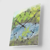 Quiet Pond Acrylic Wall Clock Quadratische Wanduhr (Winkel)