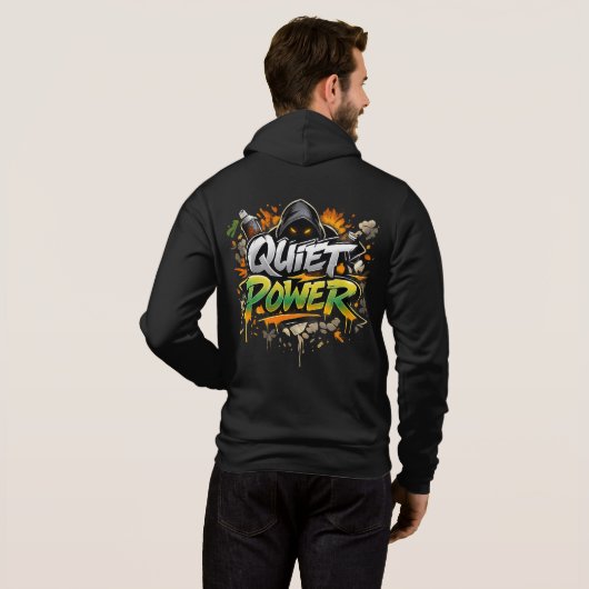 Quiet Power Graffiti Street Art Design Hoodie (Schwarz voll)