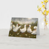 Quiet Quack: White Duck Starry Night Goose Karte (Gelbe Blume)
