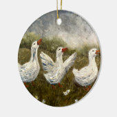 Quiet Quack: White Duck Starry Night Goose Keramik Ornament (Links)
