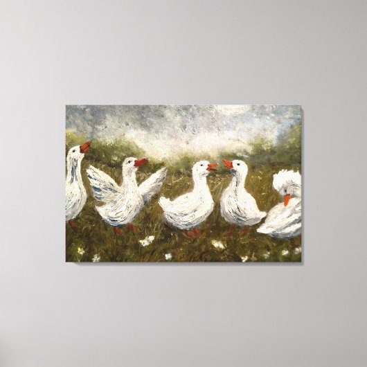 Quiet Quack: White Duck Starry Night Goose Leinwanddruck (Vorderseite)