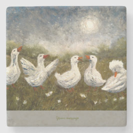 Quiet Quack: White Duck Starry Night Goose Steinuntersetzer