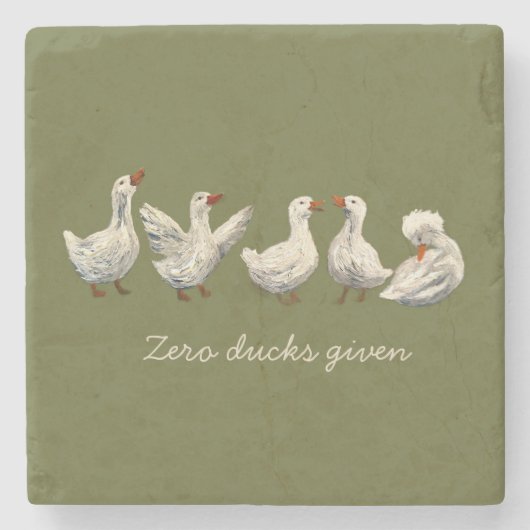 Quiet Quack: White Duck Starry Night Goose Steinuntersetzer (Vorderseite)