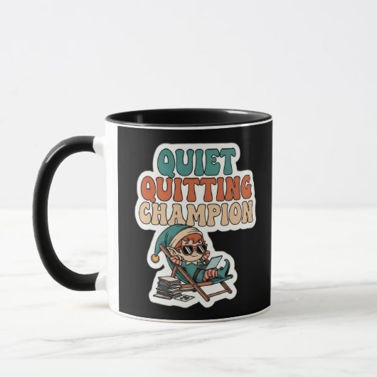 Quiet Quitting Elf Funny Office Humor Coffee Mug Tasse (Links)