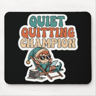 Quiet Quitting Elf Funny Office Humor Dark Mode  Mousepad