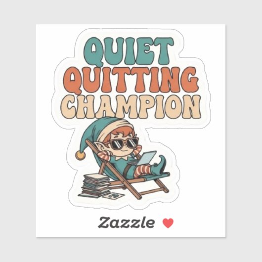 Quiet Quitting Elf Funny Office Humor Vinyl Aufkleber (Blatt)