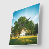 Quiet Time With a Big Tree  Quadratische Wanduhr (Winkel)