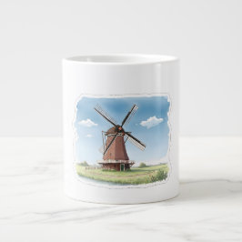 Quiet Windmill in the Fields – Soft Watercolor Lan Jumbo-Tasse