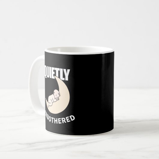 Quietly Unbothered Minimal Quote Mug – Calm Night  Kaffeetasse (Vorderseite Links)