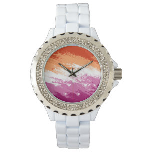 Quiggi-Trippy-Abstrakt-Lesbian-Stolperflagge Armbanduhr