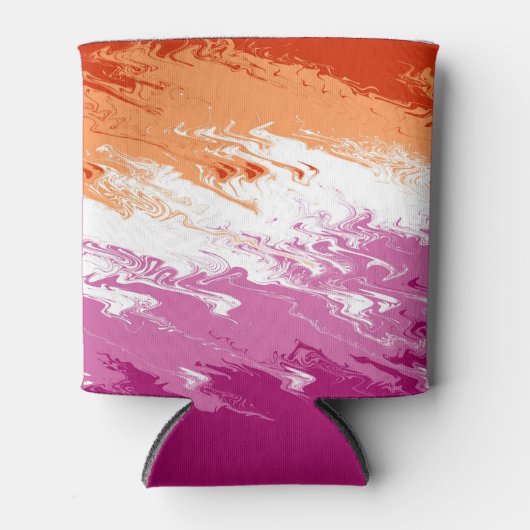 Quiggly Trippy Groovy Abstrakte Lesbian-Stolperfla Dosenkühler (Vorderseite)