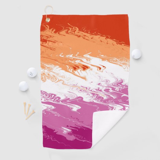 Quiggly Trippy Groovy Abstrakte Lesbian-Stolperfla Golfhandtuch (Insitu)