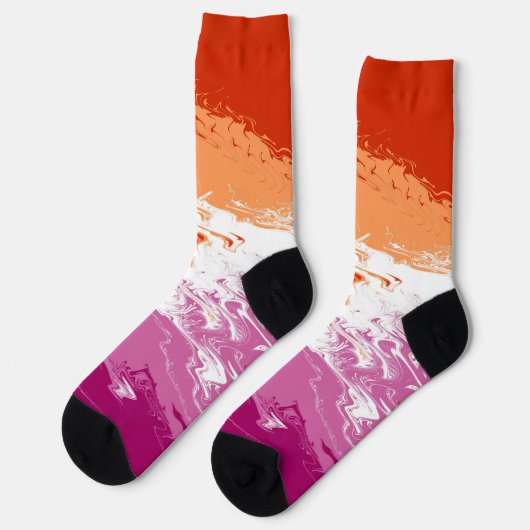 Quiggly Trippy Groovy Abstrakte Lesbian-Stolperfla Socken (Linkes Detail)