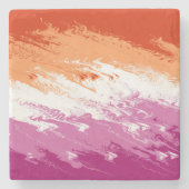 Quiggly Trippy Groovy Abstrakte Lesbian-Stolperfla Steinuntersetzer (Vorderseite)