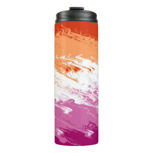 Quiggly Trippy Groovy Abstrakte Lesbian-Stolperfla Thermosbecher