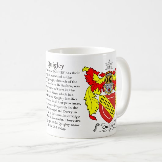 Quigley Familien-Wappen Kaffeetasse (VorderseiteRechts)