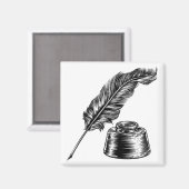 Quill Feather Pen und Tinte gut Magnet (Vorderseite/Rückseite)