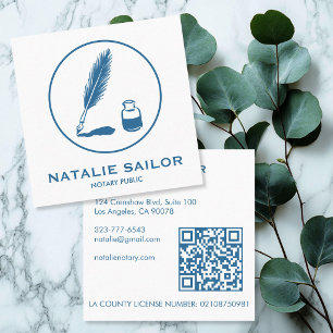 Quill Feder Tintenstift Logo Notar PUBLIC CUSTOM Q Quadratische Visitenkarte