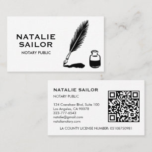 Quill Feder Tintenstift Logo Notar PUBLIC CUSTOM Q Visitenkarte