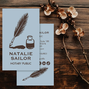 Quill Feder Tintenstift Logo Notar PUBLIC CUSTOM  Visitenkarte
