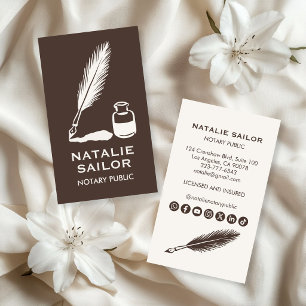 Quill Feder Tintenstift Logo Notar PUBLIC CUSTOM Visitenkarte