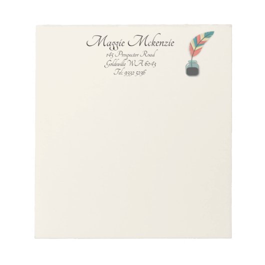 Quill in einer Flasche Tinte Notizblock (Vorderseite)