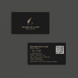 Quill Mobile Notary Black Gold QR Code Visitenkarte
