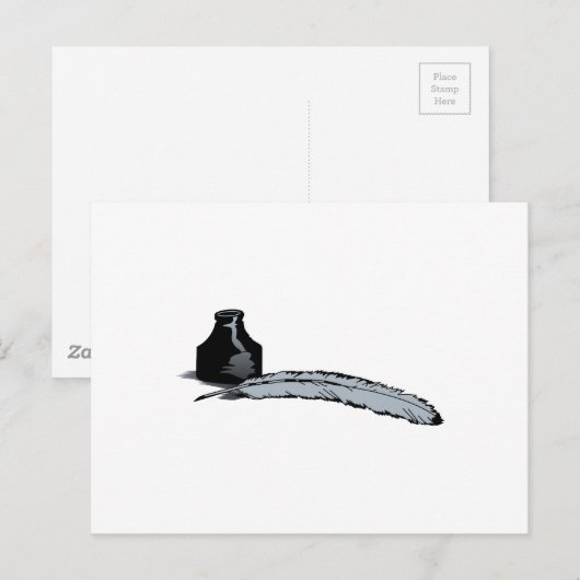 Quill Pen & Ink Postkarte (Vorne/Hinten)