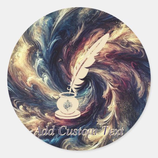 Quill Pen Moderne Abstrakte Kunst Runder Aufkleber (Vorderseite)