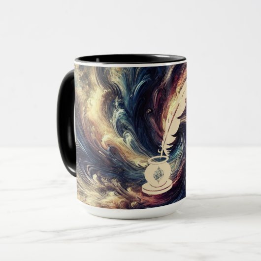 Quill Pen Moderne Abstrakte Kunst Tasse (Vorderseite Links)