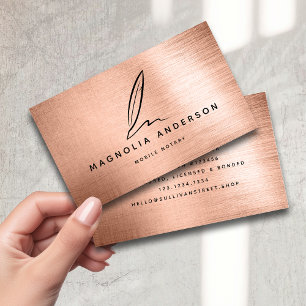 Quill Rose Gold Foil Business Card Telefonnummerkarte