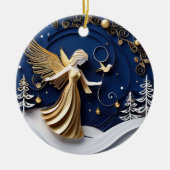 Quilled-Art Golden Angel Winter Keramik Ornament (Vorne)