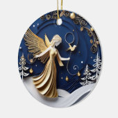 Quilled-Art Golden Angel Winter Keramik Ornament (Links)