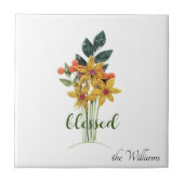 Quilled Herbstblumen "gesegnet" Keramikfliese (Vorderseite)