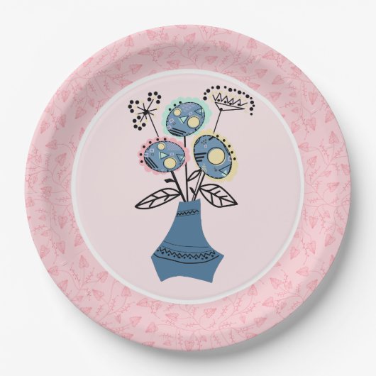 Quillen, Blume in Vase Pappteller (Vorderseite)