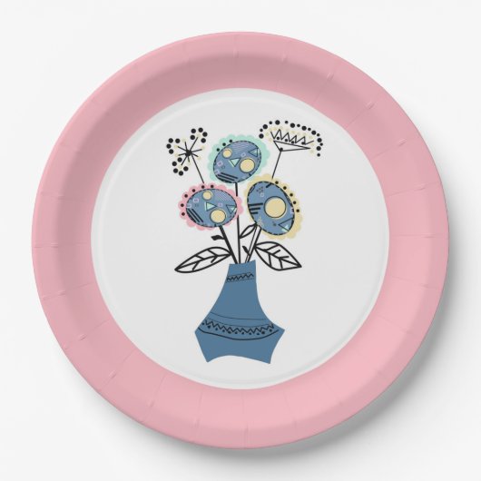 Quillen, Blume in Vase Pappteller (Vorderseite)